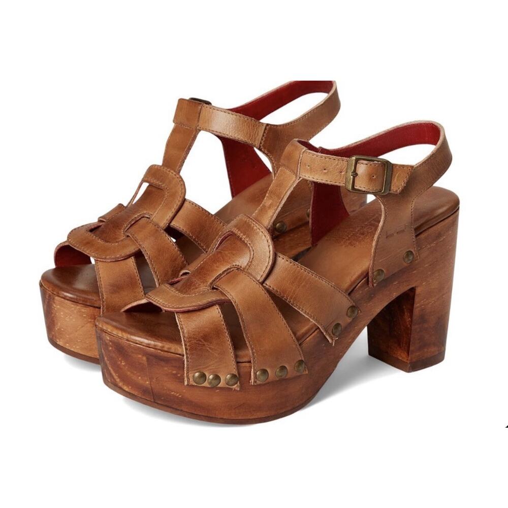 🆕BED STU Caitlin 2 Platform Leather Shoe Chunky Heel Sandal Size 9.5 NIB